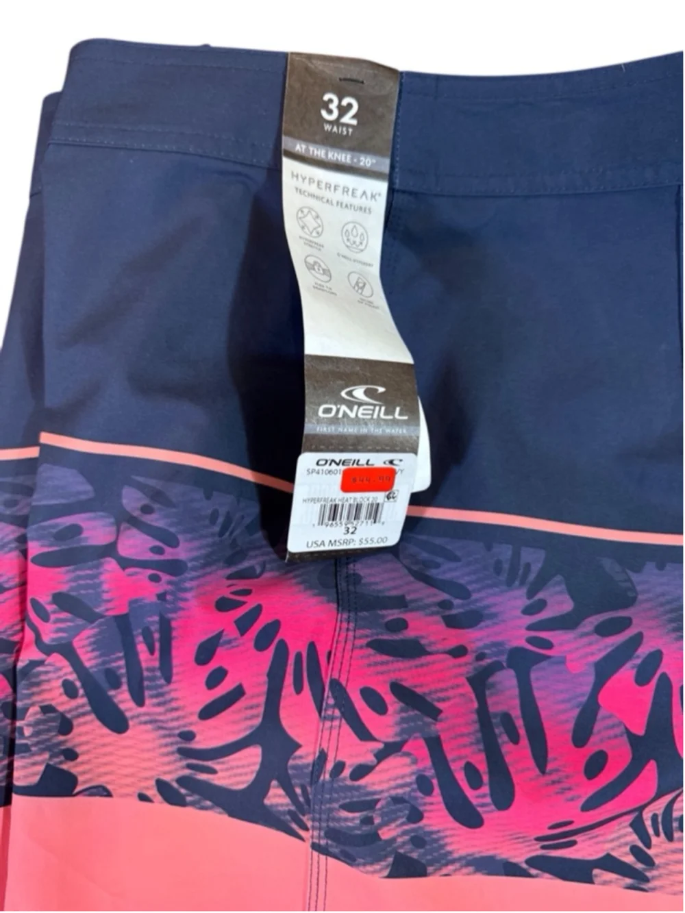 Men's O'Neill Board Shorts Size 32 Blue and Pink